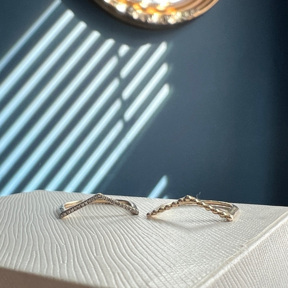 Solid Gold Chevron Stacker Set - image 3